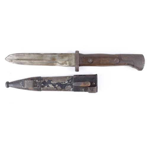 1102 - German WWI trench knife converted from German bayonet with modified scabbard.  Interesting item foun... 