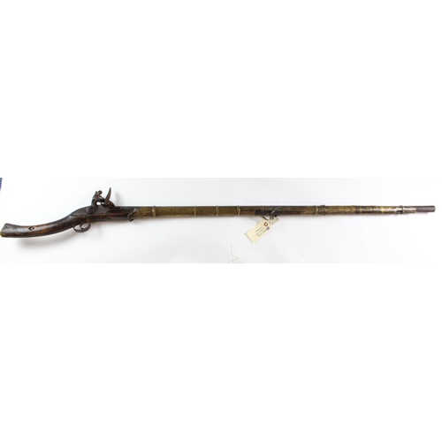 1113 - Musket - an Afghan Jezail large flintlock, lock with ring neck cock, octagonal barrel 45