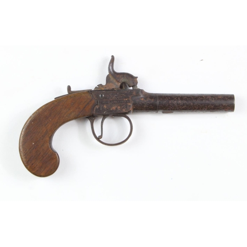 1119 - Pistol - US Single Shot, turn off barrel Pocket Pistol circa. 1840. Lock plate signed 'Booth' and th... 