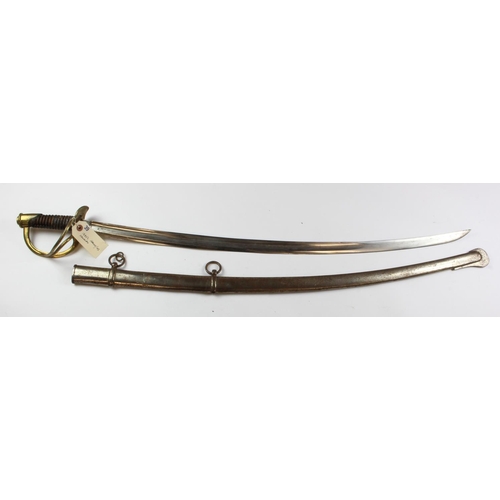 1151 - Sword - French Cavalry pattern sword based on the triple brass guard of the 1854 and 1882 patterns o... 