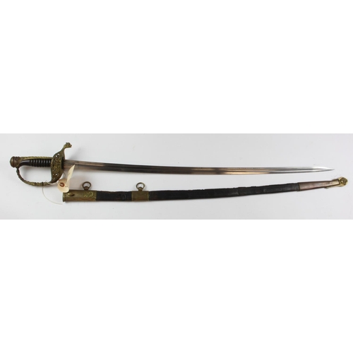 1155 - Sword - French Model 1837 Officers Sword. Blade 31