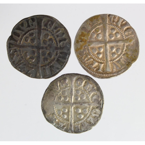 118 - Edward I Durham silver pennies (3): Class 3e toned GF, Class 4b VF, and Class 10cf5 F; with tickets/... 