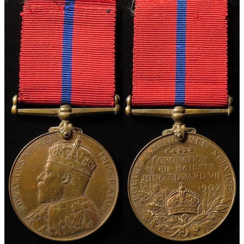 1199 - Coronation (Police) Medal 1902 in bronze, with Police Ambulance Service reverse (Pte J Fuggle). Rare