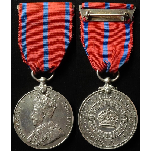 1205 - Coronation (Police) Medal 1911 with Police Ambulance Service reverse (May Dimsdale).  Rare