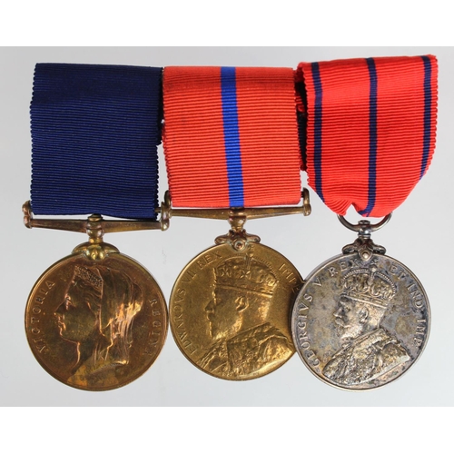 1226 - Metropolitan Police group mounted as worn, Jubilee Medal 1897 (PC Lewis Furze), 1902 Coronation Meda... 