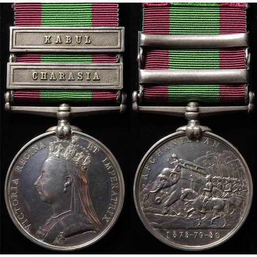 1238 - Afghanistan Medal 1881 with bars Charasia/Kabul to (1081 Pte W Burns 67th Foot). Born Strokestown, C... 