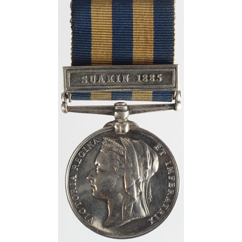 1267 - Egypt Medal 1882 undated, with Suakin 1885 clasp (7412 Pte J Goodwin 3/Grenr Gds). Confirmed to roll... 