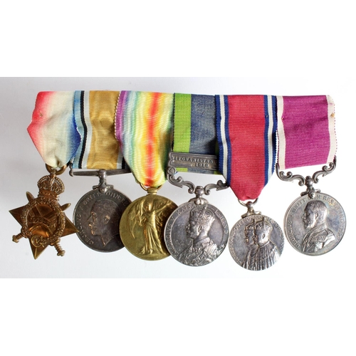 1275 - Group mounted as worn - 1915 Star Trio (7683 Pte W E Turner N.Staff.R), IGS GV with Afghanistan NWF ... 