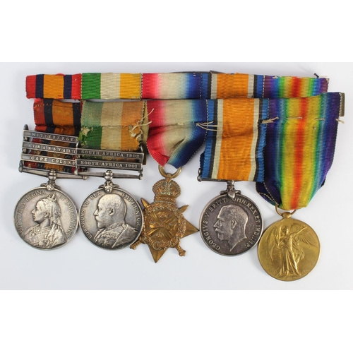 1279 - Group mounted as worn - QSA with bars CC/Tr/Witt (5689 Pte W Cunningham 1: L.N.Lanc Regt M.I.), KSA ... 