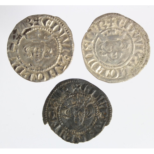 134 - Edward I London silver pennies (3): Class 1d VF, Class 2b VF, and Class 3 chipped aVF; with tickets/... 