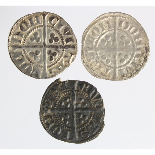 134 - Edward I London silver pennies (3): Class 1d VF, Class 2b VF, and Class 3 chipped aVF; with tickets/... 