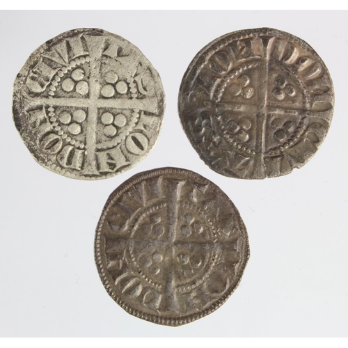 135 - Edward I London silver pennies (3): Class 2b VF, Class 3c VF, and Class 3f F; with tickets/provenanc... 