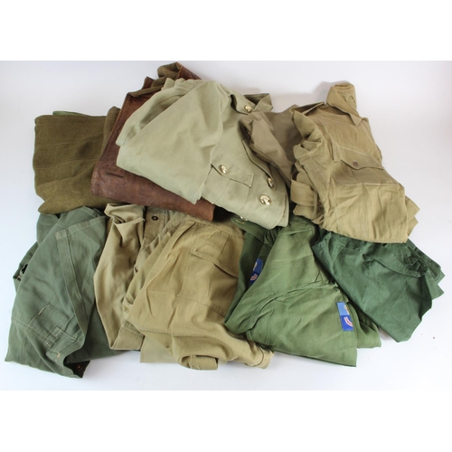 1480 - Assorted uniform lot. Items noted include a wartime dated Jungle Green and Khaki Drill items.   (10 ... 