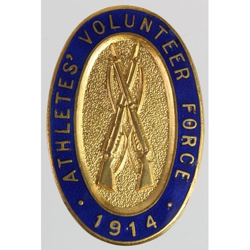 1481 - Athletes Volunteer Force, 1914, brass & enamel badge made by W.J. Carroll, London.