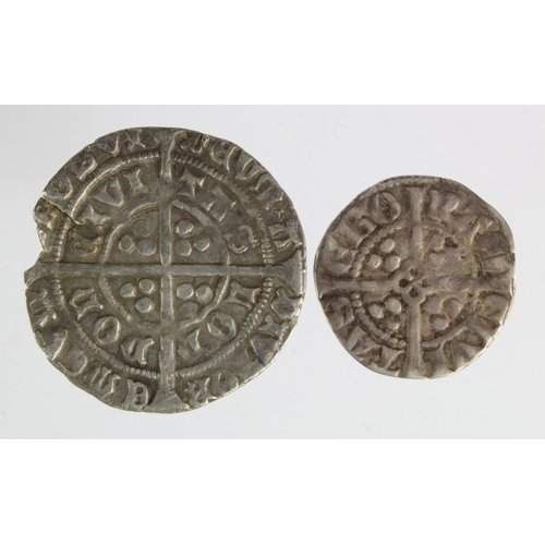 150 - English Hammered (2): Edward III penny of York, Post-Treaty Period 1369-1377, cross on breast, quatr... 