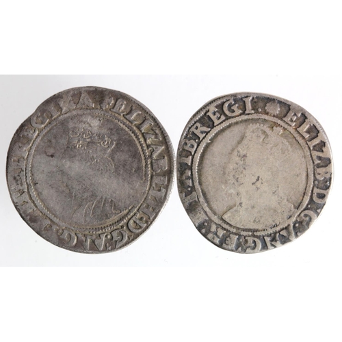 166 - Elizabeth I Shillings (2): Second Issue 1560-1561 mm. Cross Crosslet, Spink 2555, crinkled Fine, and... 