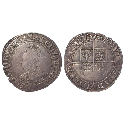 168 - Elizabeth I silver shilling, Second Issue 1560-1561, mm. Cross-Crosslet, Spink 2555, full, round fla... 