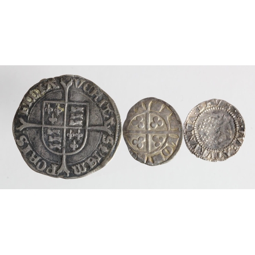 173 - English Hammered (3): Mary silver groat, reverse reads:- VERITAS, mm. Pomegranate, Spink 2492, crink... 