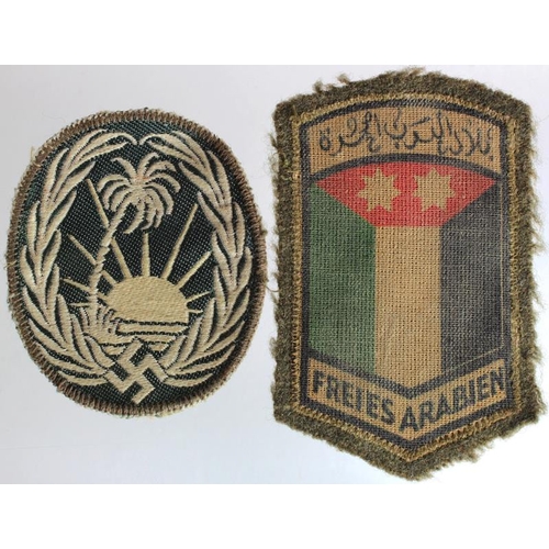 1911 - German Nazi Arab Legion Arm Shields in Bevo and Printed.  (2)