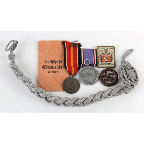 1937 - German Nazi Luftschutz Medal with packet of issue, two pin badges 1933 & 1936, Spanish Blue Division... 