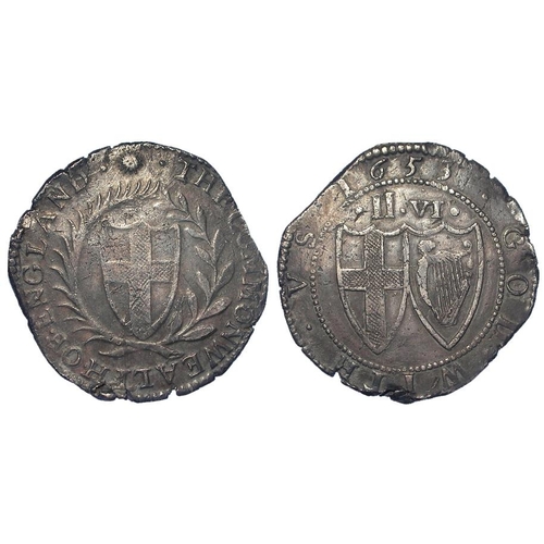 201 - Commonwealth Halfcrown 1653, second N over inverted N in ENGLAND, ESC 30, toned VF, edge knock, some... 