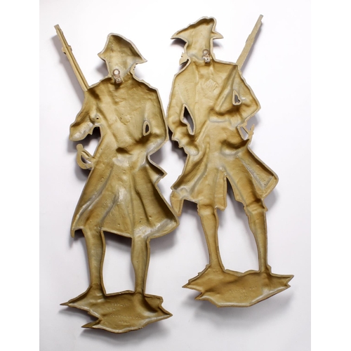 2171 - Pair of aluminium cast Soldiers, maker marked 'ESP-1 USA Continental Army'. 'C Sexton'.   (2)