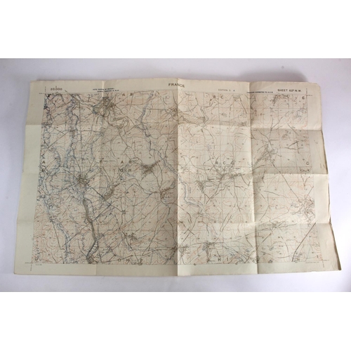 2387 - WW1 trench map Bellicourt Trenches corrected 8.2.18 cotton back in good condition.