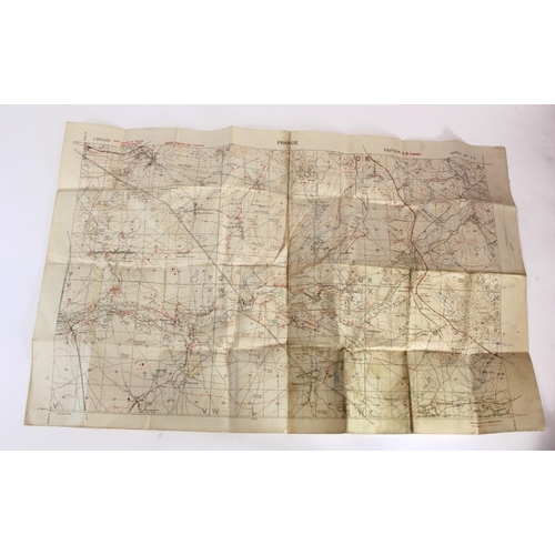 2391 - WW1 trench map Monchy Trenches corrected 17.7.18 cotton back in good condition some light age wear.