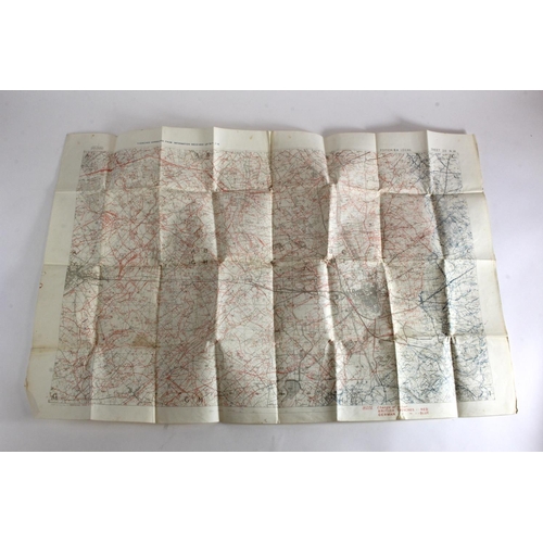 2394 - WW1 trench map Ypres Belgium Trenches corrected 7.7.18 paper some age wear.