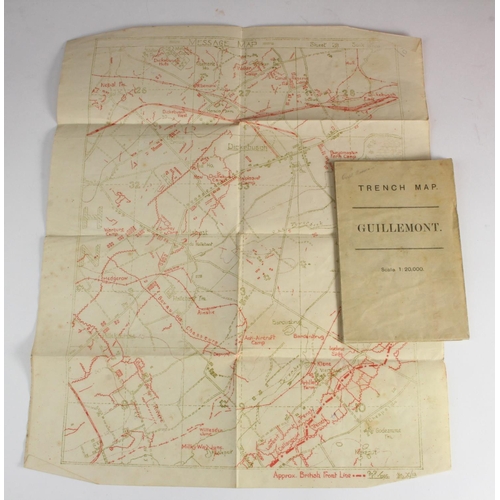 2395 - WW1 trench maps 2 of Guillemont Trenches corrected 5.8.16 and Message Map Dickebusch both small pape... 