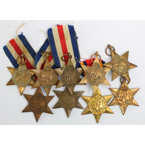 2404 - WW2 British France and German Stars x4 and Atlantic Star x1, Burma Star x4 inc one copy, mixed condi... 