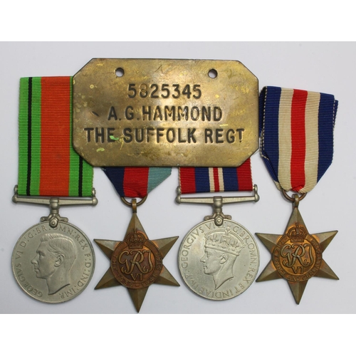 2407 - WW2 Casualty 1939-45 Star, F & G Star, Defence and War medals with named casualty slip and box and n... 