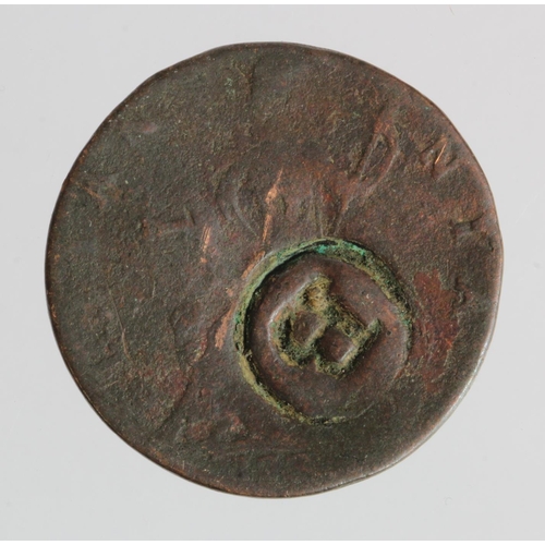 284 - Countermarked Coin: George III Halfpenny (or evasion) Fair, marked with a large 'B' in circle.