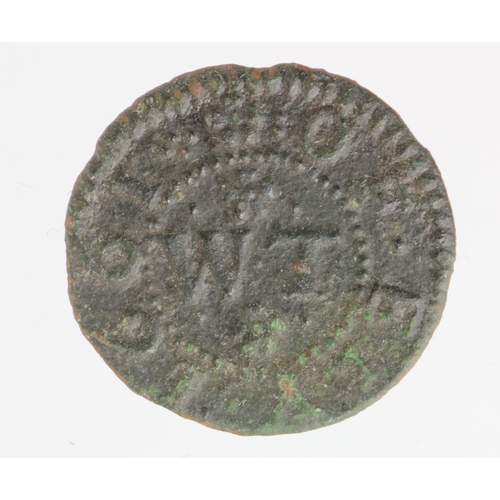 287 - Ely, Cambridgeshire token farthing of 1661 of Will Tvrkinton, stick and candler, D.121-123, dark ton... 