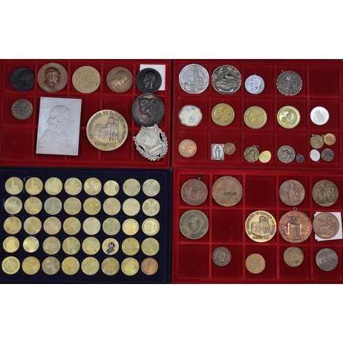 294 - French Commemorative Medals (82) 19th-20thC bronze and other base metal collection in five trays.