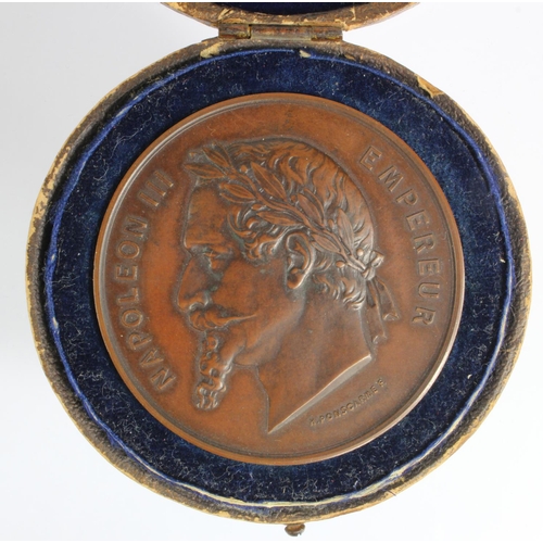 296 - French Exhibition Medal, bronze d.50.5mm: Napoleon III, Paris Universal Exposition 1867 prize medal ... 