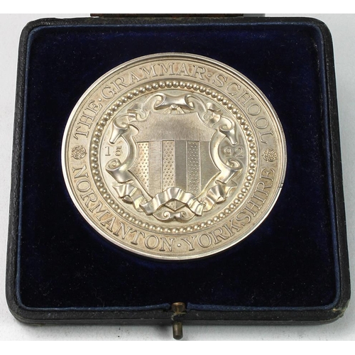 316 - Normanton Grammar School, Yorkshire, large heavy silver medal. Back reads 