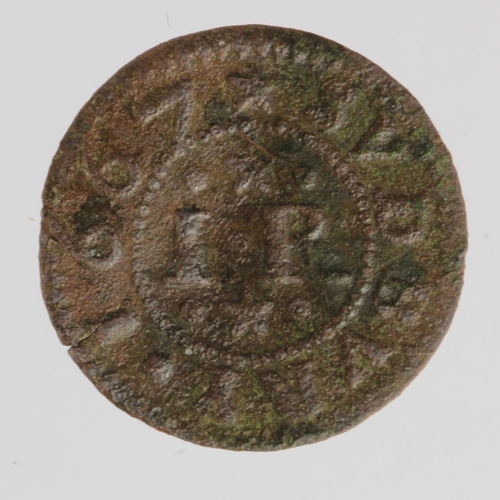 328 - Sudbury, Suffolk, token farthing of 1667 of John Ray, very rare variety with seven stars, D. 338A, e... 