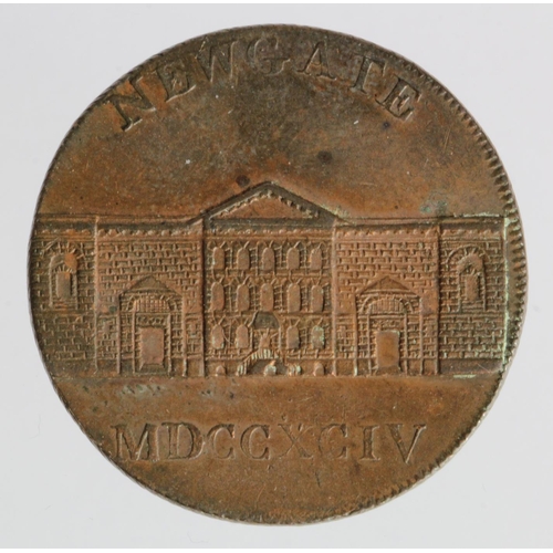 341 - Token, 18thC: Newgate Prison Halfpenny 1794, milled edge, GVF trace lustre.