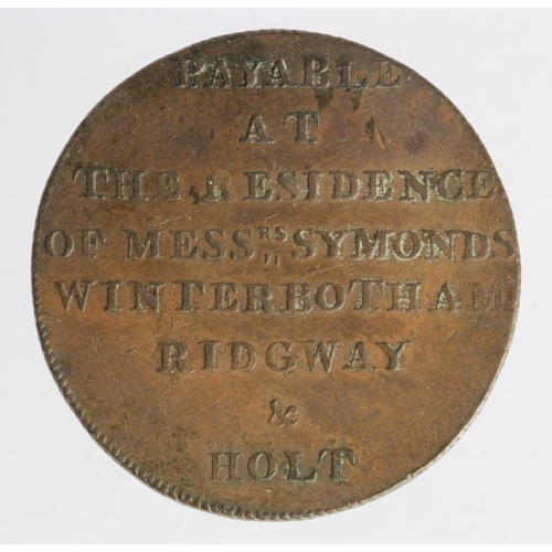 341 - Token, 18thC: Newgate Prison Halfpenny 1794, milled edge, GVF trace lustre.