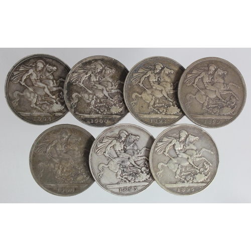 404 - GB Crowns (7) all Victoria OH. Average Fine