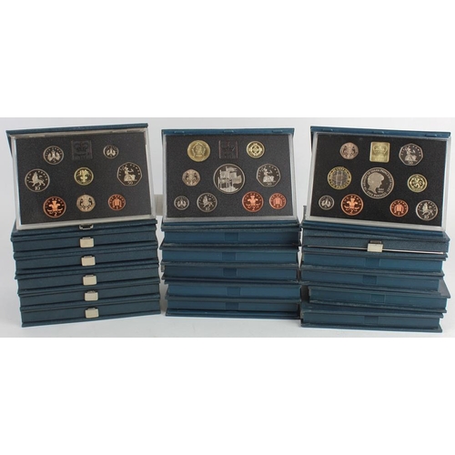 454 - GB Proof Sets (18) 1984, 85, 86, 87, 88, 89, 90, 93, 94, 95, 96, 97x3, 98x2 &1999x2. aFDC/FDC in the... 