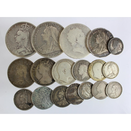 480 - GB Silver (18) 17th to 20thC assortment, mixed grade.