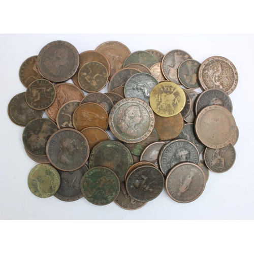 500 - GB & Ireland Copper & Bronze (61) 17th to 19thC, mixed grade from circulation.