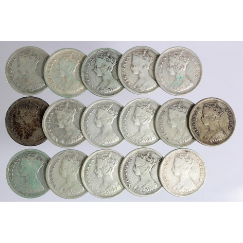 514 - Hong Kong (16) Victorian silver 10 Cents, mixed grade.