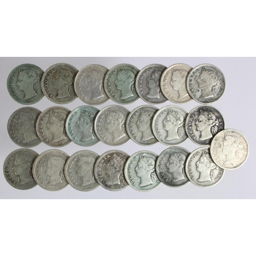 515 - Hong Kong (22) Victorian silver 5 Cents, mixed grade.