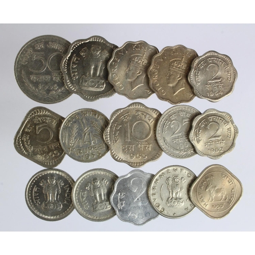 517 - India (15) mainly early Republic cupro-nickel coinage in high grade.