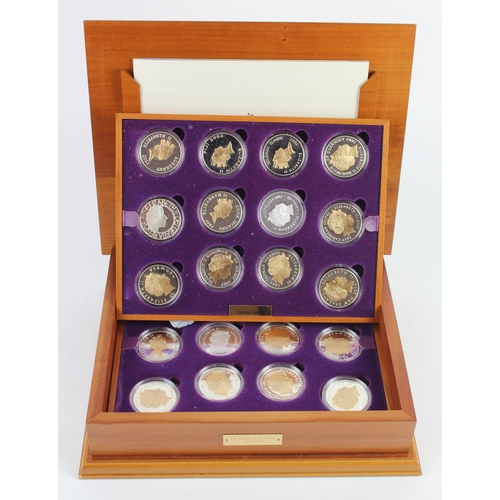 528 - Queen Elizabeth II Golden Jubilee Collection. The 24 coin set of Silver Crown-sized coins from aroun... 