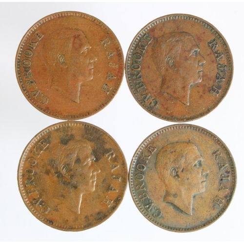 534 - Sarawak (4): Rajah C.V. Brooke bronze One Cent's: 1927H, 1929H, 1930H, and 1937H, GF-GVF