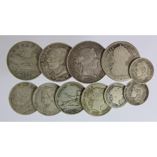 541 - Spain (11) 19thC silver assortment, mixed grade.